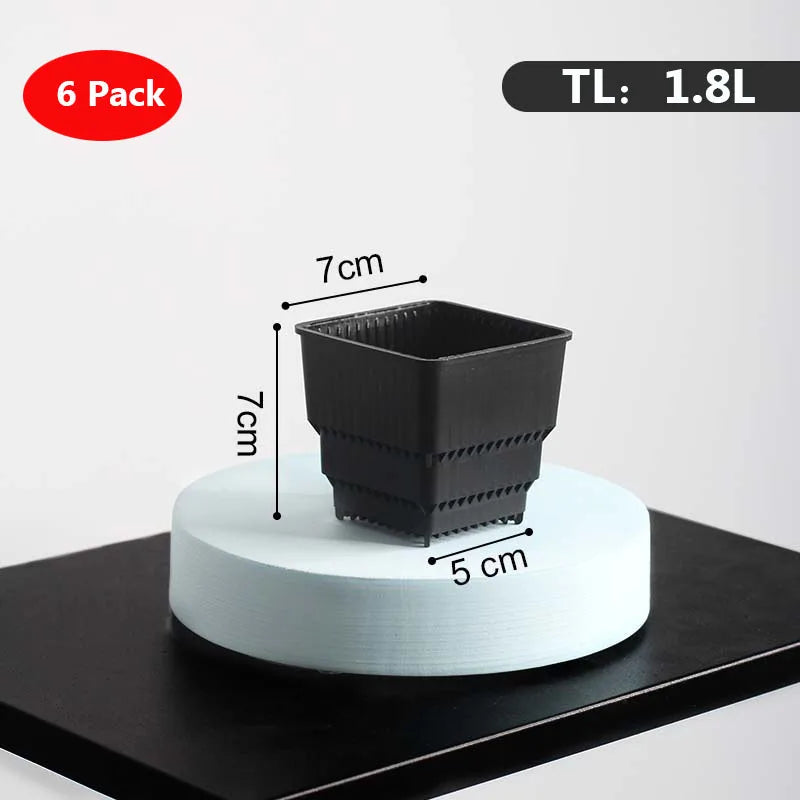 6 Pack Square Succulent Pots - Air Prunning Plastic Planters for Cactus