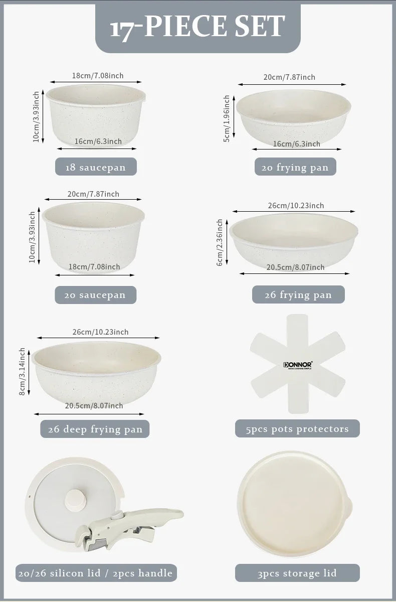 DONNOR Kitchen Pots and Pans Set Cookware Set