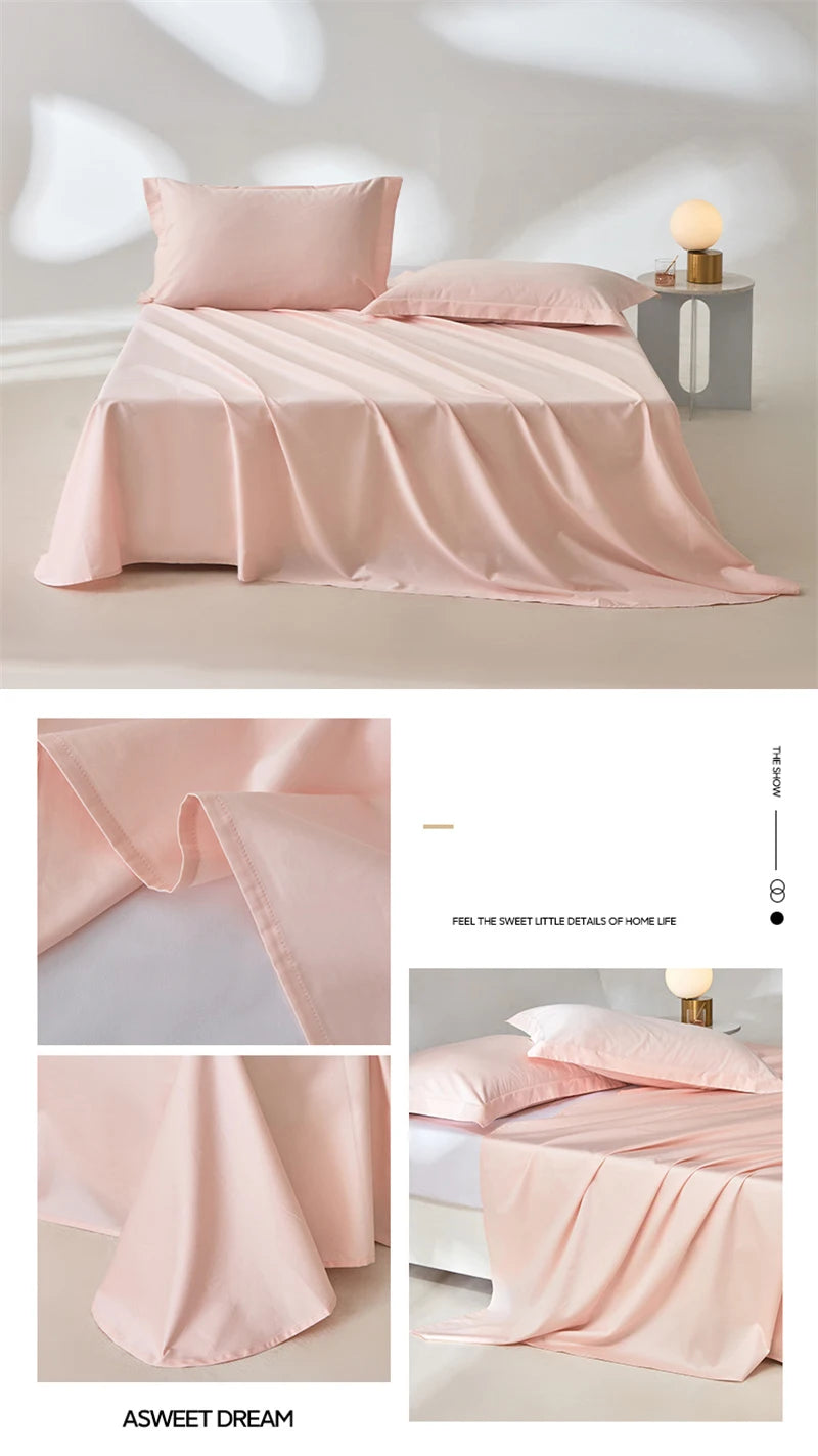 1pc Bed Flat Sheet 100% Egyptian Cotton Solid Color Top Sheets Single Double