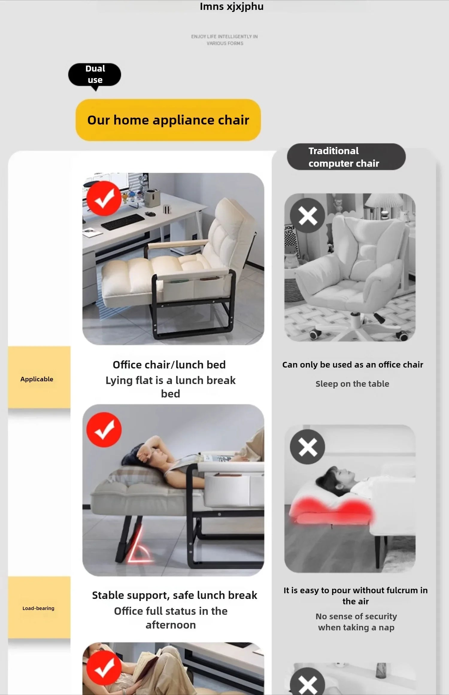 Reclining chair office lunch break folding chair