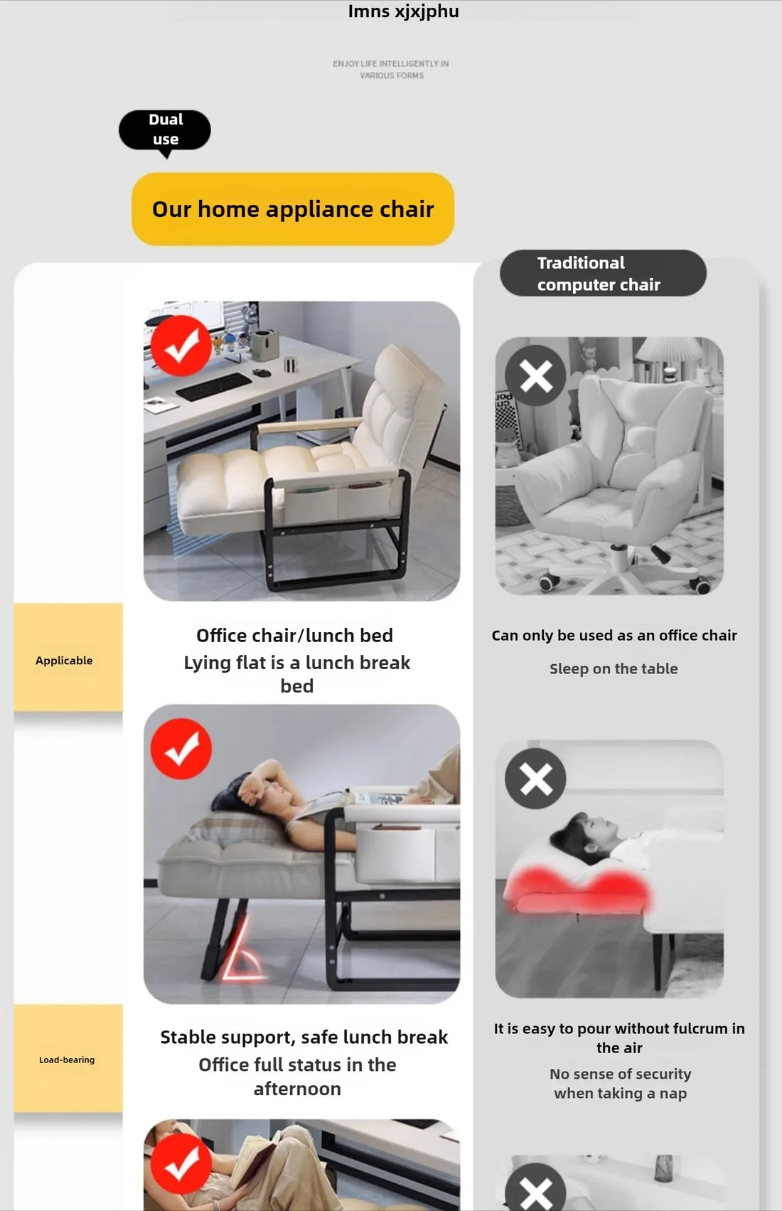 Reclining chair office lunch break folding chair