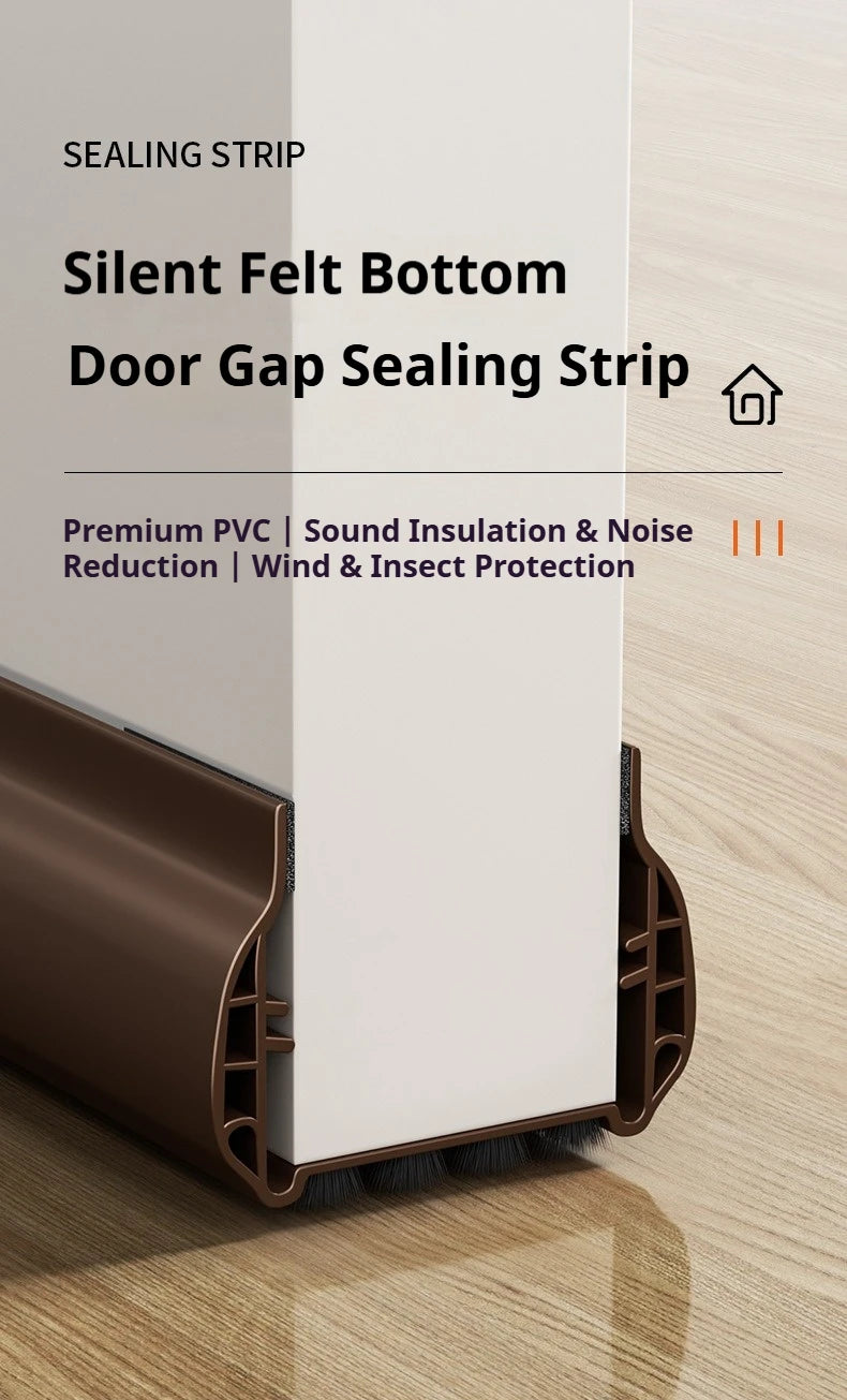 Pvc Door Seal Draft Stopper With 4 Layer Brush Reduce Noise Insect Proof
