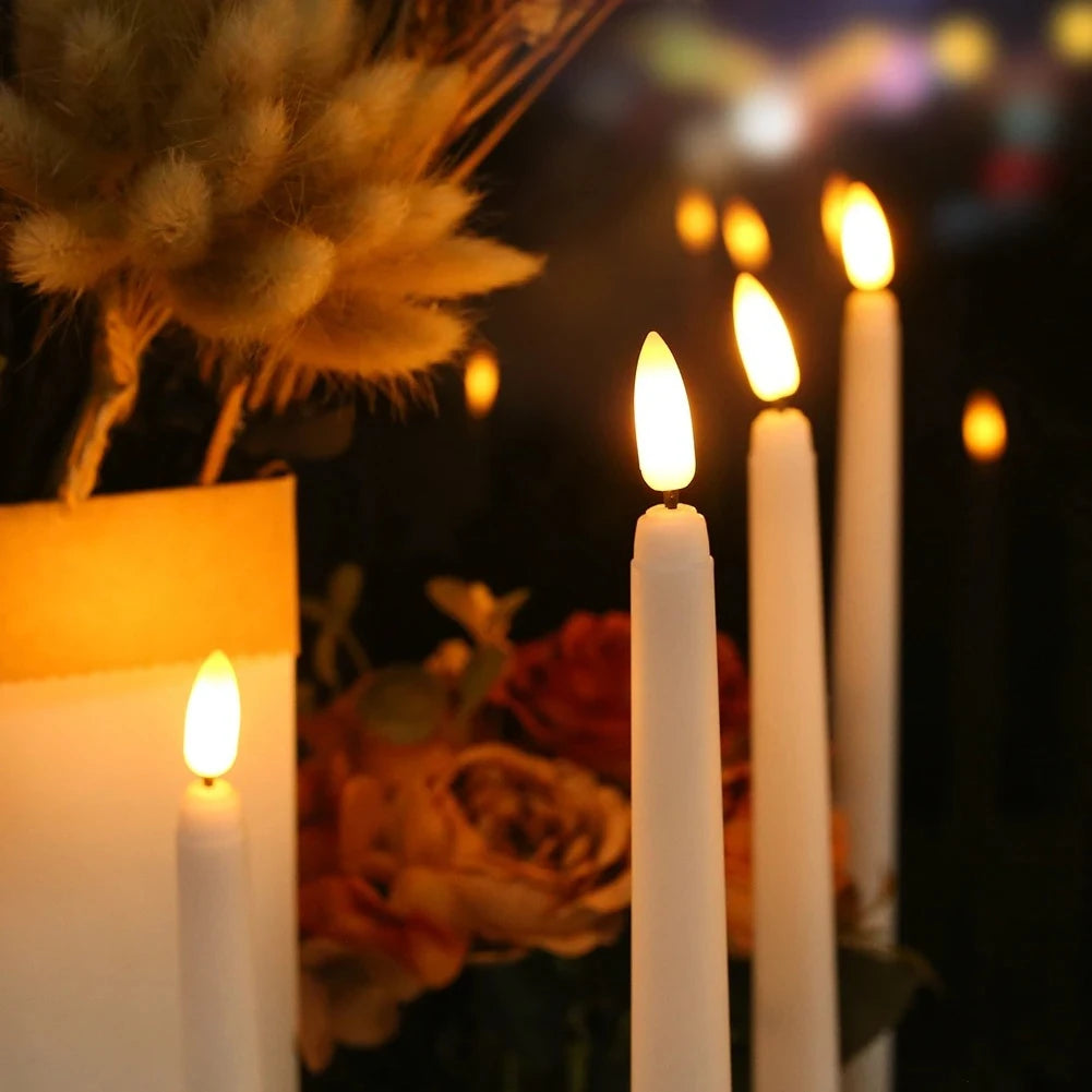 LED Flameless Taper Candles Flickering with 10-Key Remote