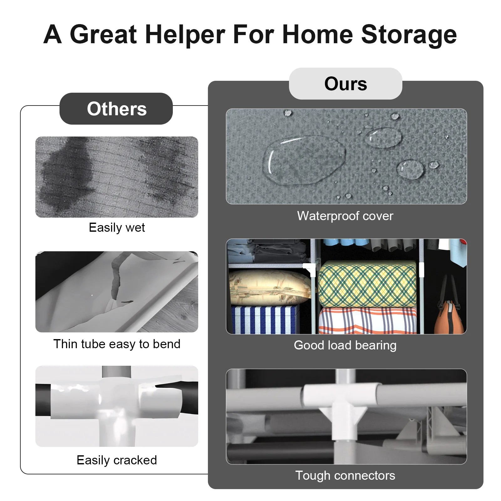 Loefme Canvas Wardrobe Clothes Closet Organizer Portable Storage