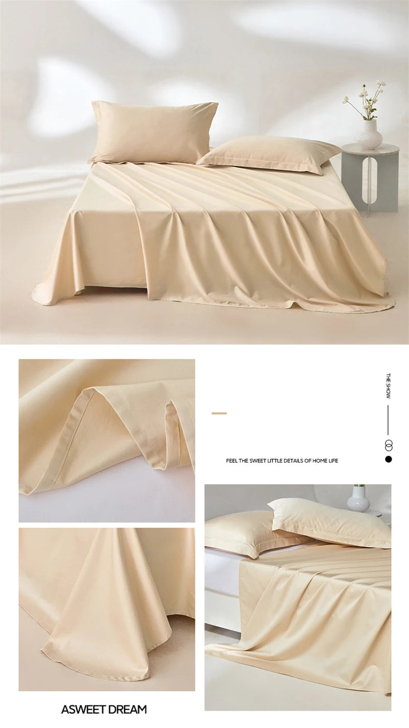 1pc Bed Flat Sheet 100% Egyptian Cotton Solid Color Top Sheets Single Double