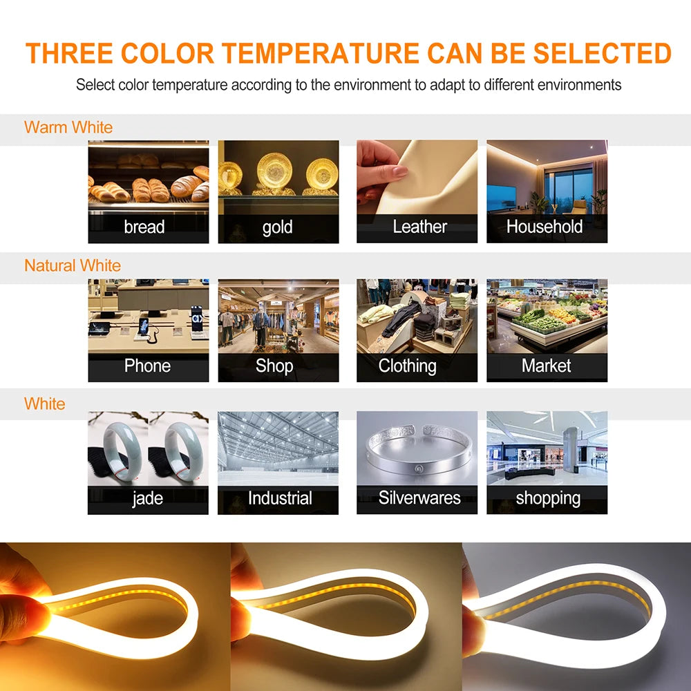 24V LED Neon Light Strip Solar Waterproof 8 Modes 320LEDs/m