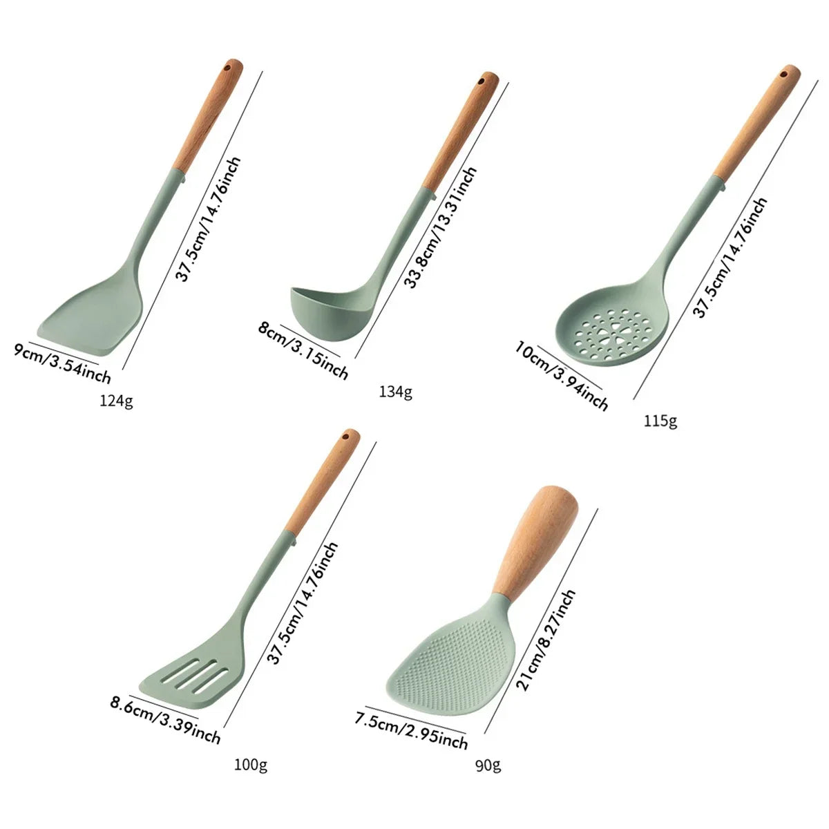 NEW Silicone Spatula Non Stick Pan Wooden Handle Silicone Vegetable