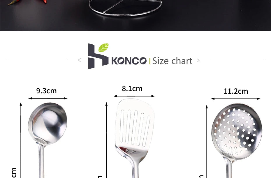 KONCO 6 Pieces Kictche Cooking Utensil Set Stainless Steel Cookware Set