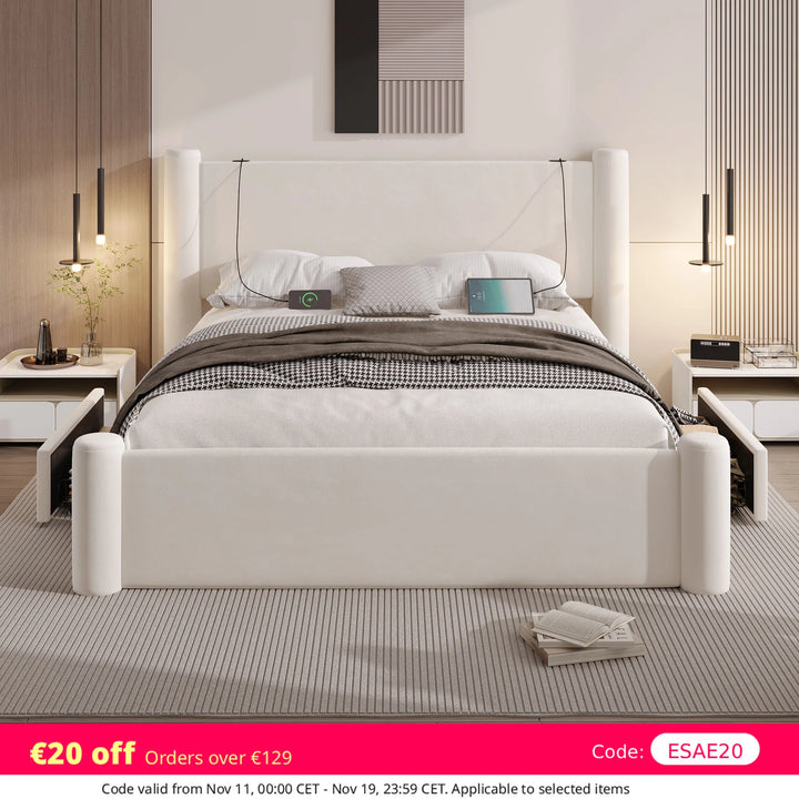 LVHOM Modern 140x200 cm Bed Frame