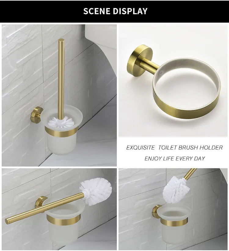 Toilet Brush Holder Wall Mount WC Cleaning Brush Stainless Steel