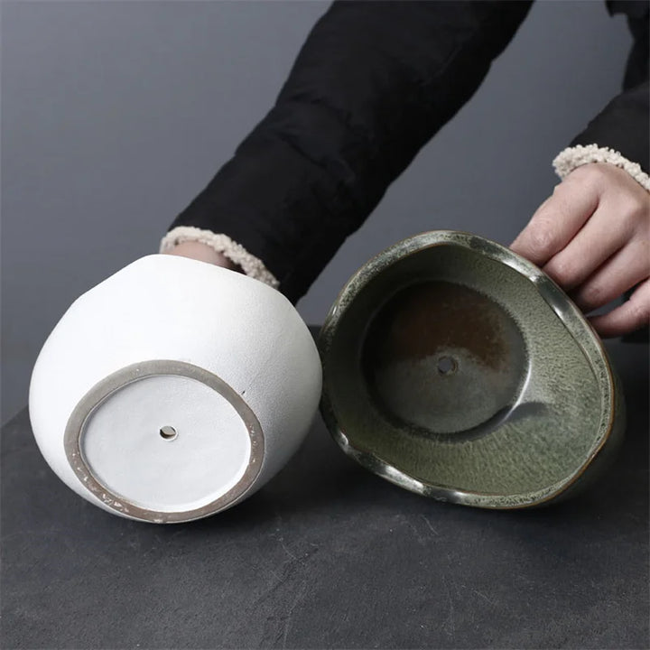 Rhinoceros Horn Shape Ceramic Flower Pot Green Plant Pot