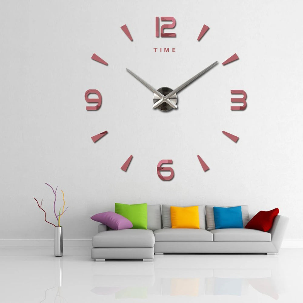 Large Wall Clock Quartz 3D DIY Big Watch Decorative
