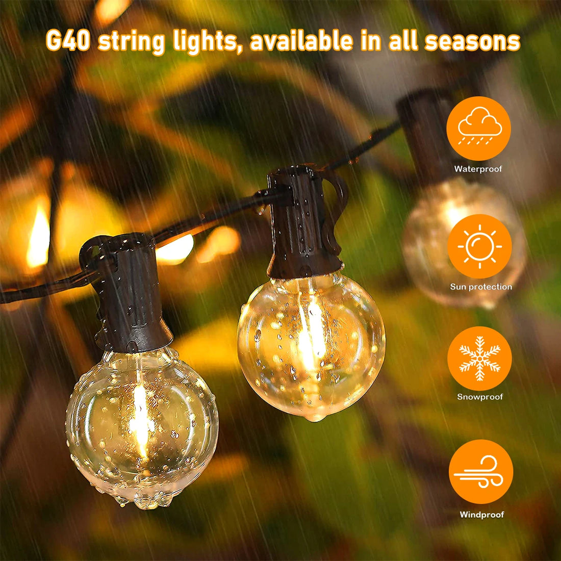 Solar G40 Outdoor String Lights with Remote Controls LED