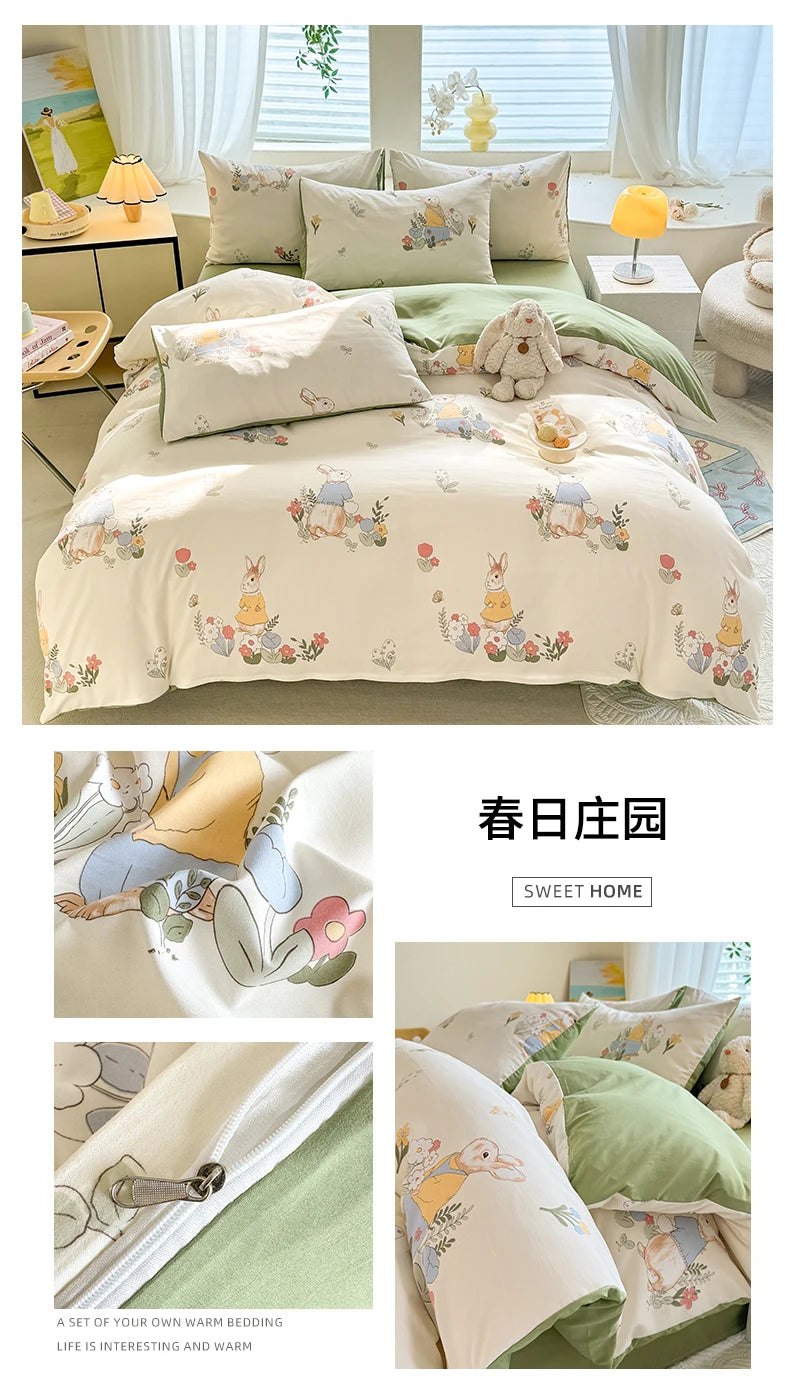 Cute Dog Printed Duvet Covet Set Brown Color Comforter Cover with Pillowcase