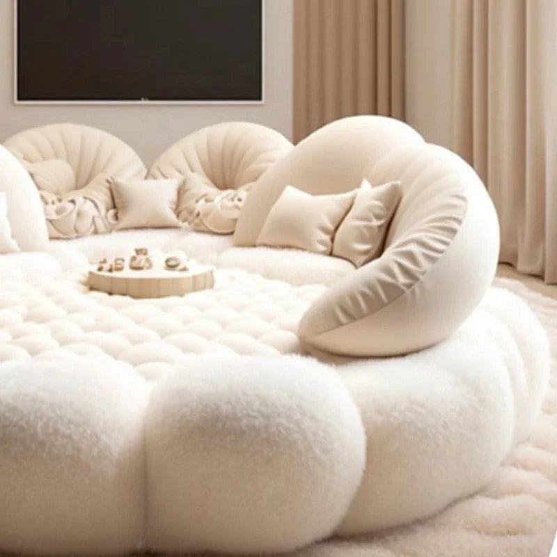 Round Aesthetics Soft Bed Frame European Full Master Bedroom