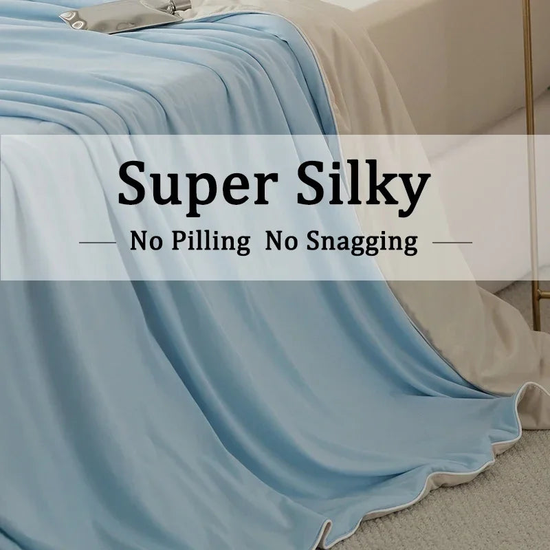 Air Condition Comforter for Summer Pure Color Ice Silk Cooling Blanket