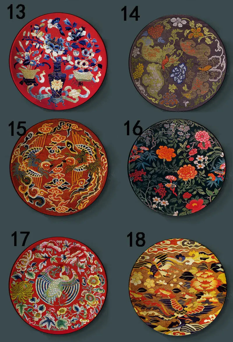 6-8inch Chinese Style Ceramic Plate with Dragon Phoenix