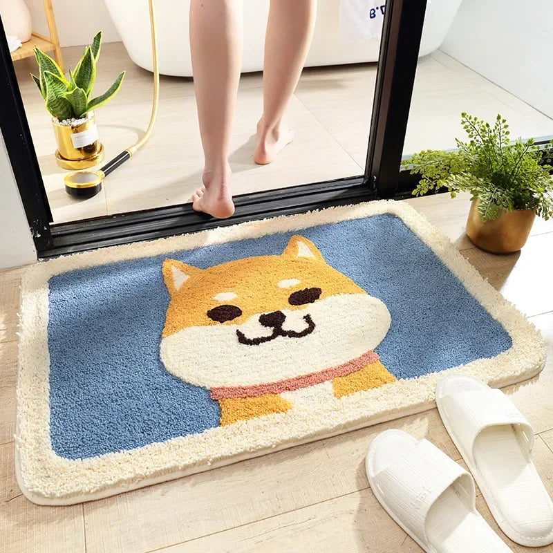 Frog and Bear Flocking Bath Mat Home Decoration Door Mat