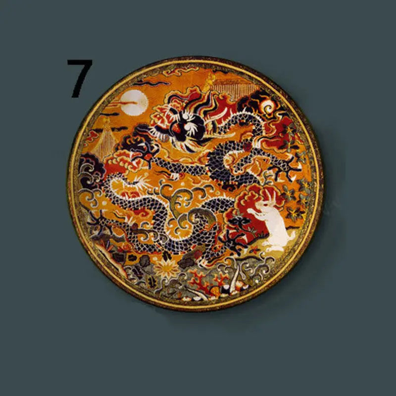6-8inch Chinese Style Ceramic Plate with Dragon Phoenix