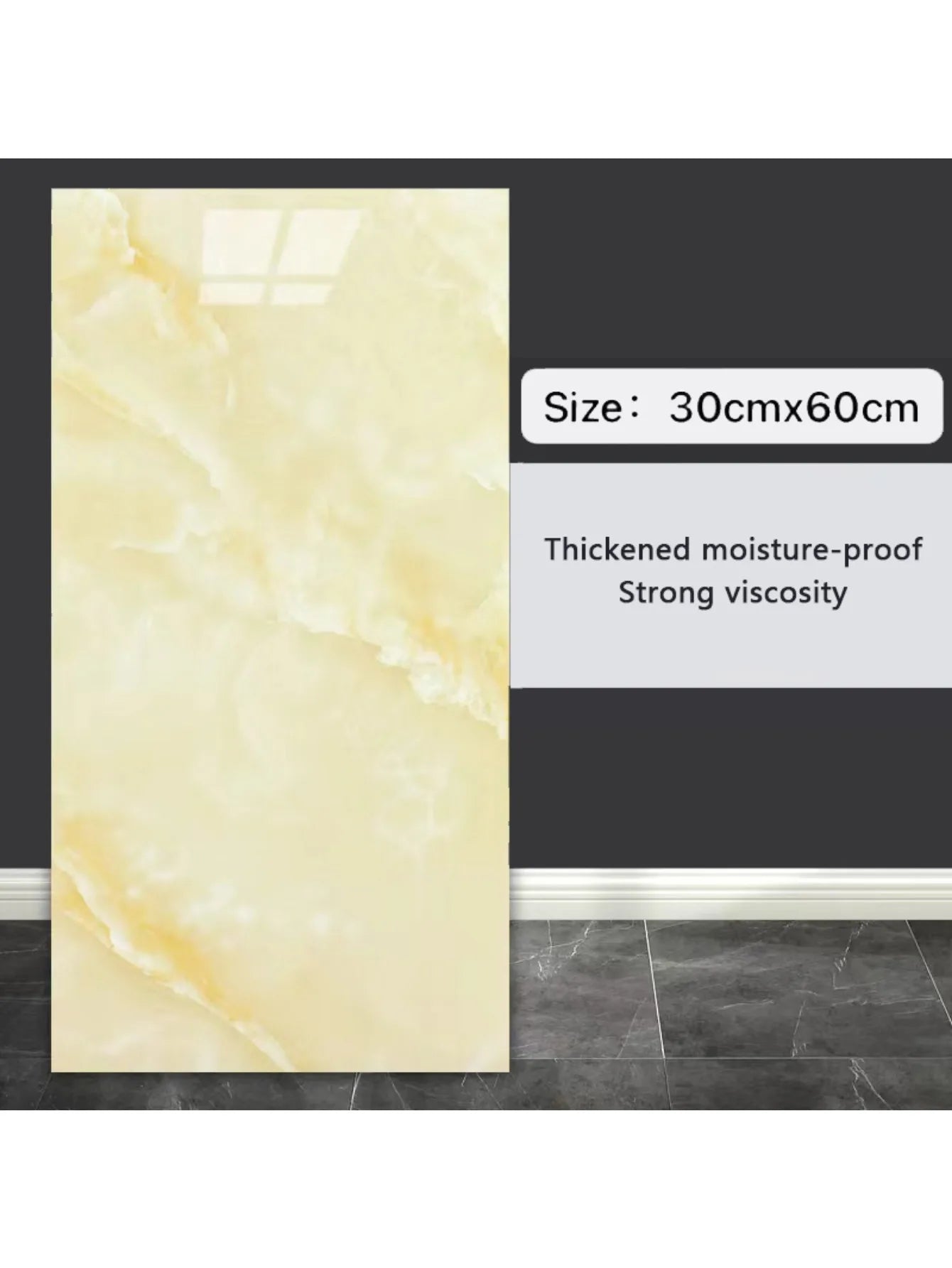 10Pcs Self-adhesive Marble Tiles Sticker Waterproof 30cmx60cm Tiles