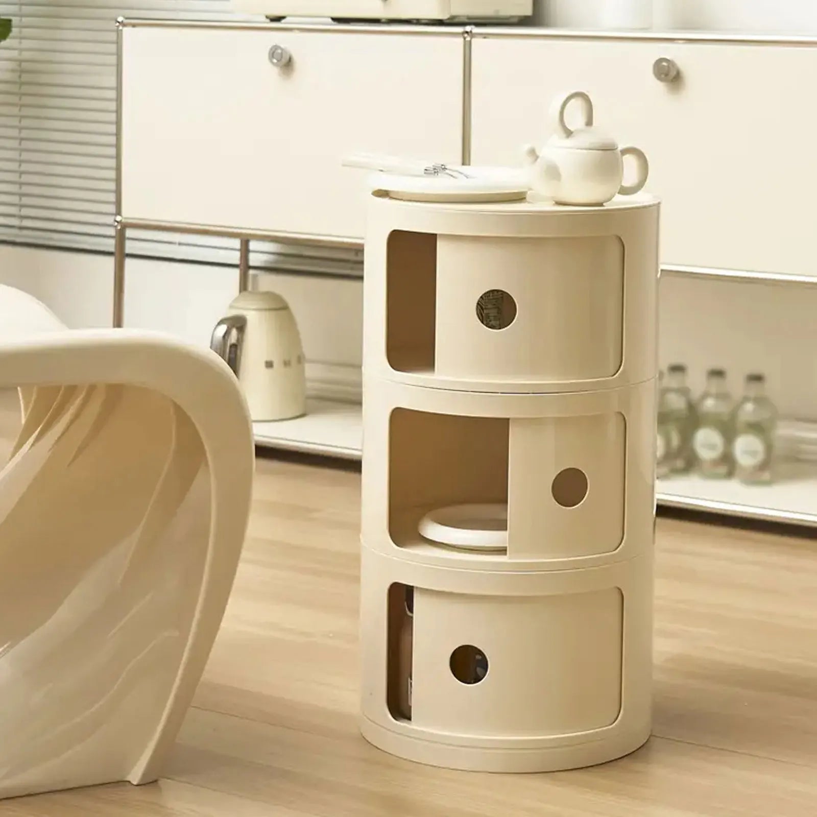 Podofo Round Bedside Cabinet Table