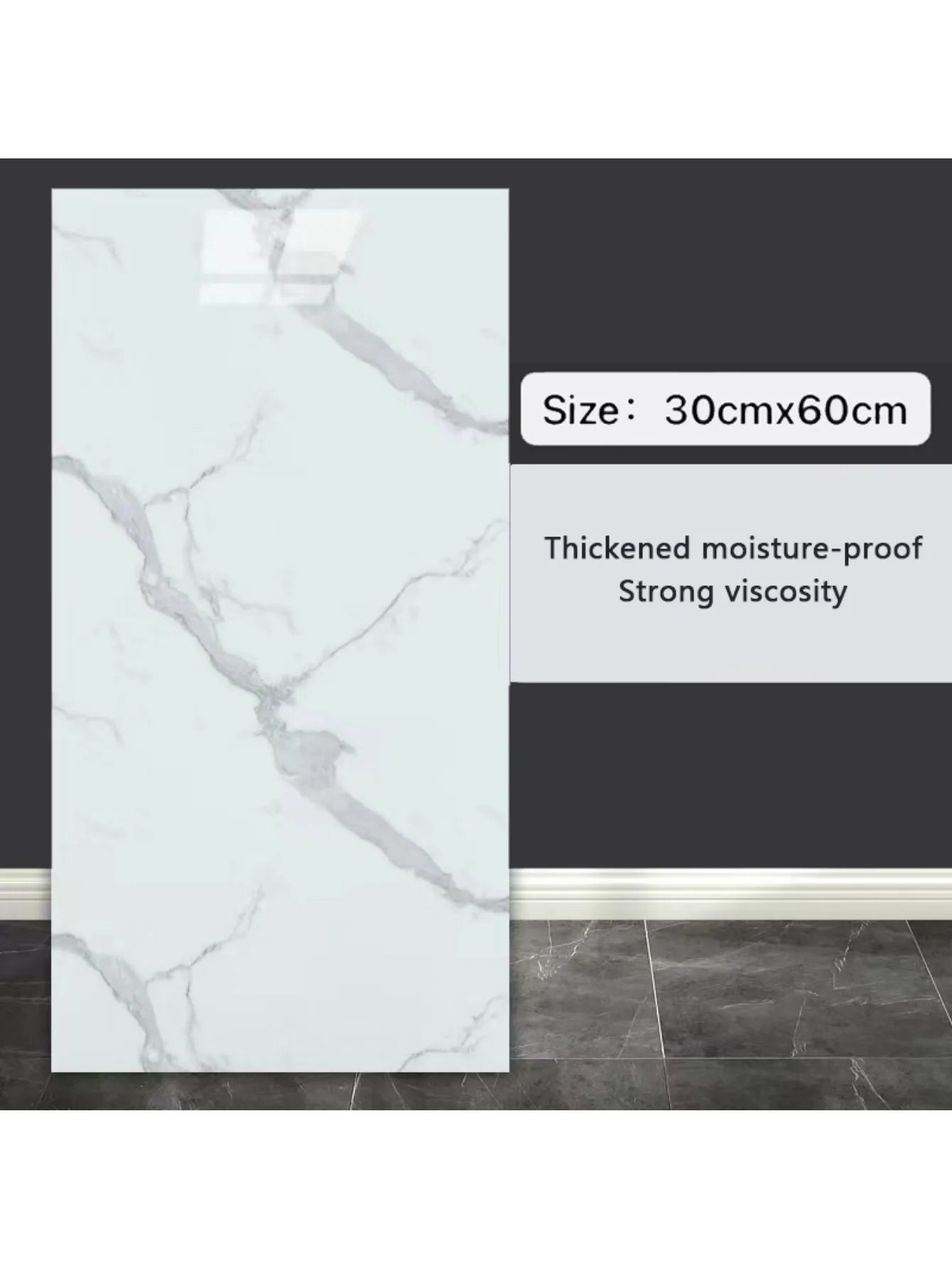 10Pcs Self-adhesive Marble Tiles Sticker Waterproof 30cmx60cm Tiles