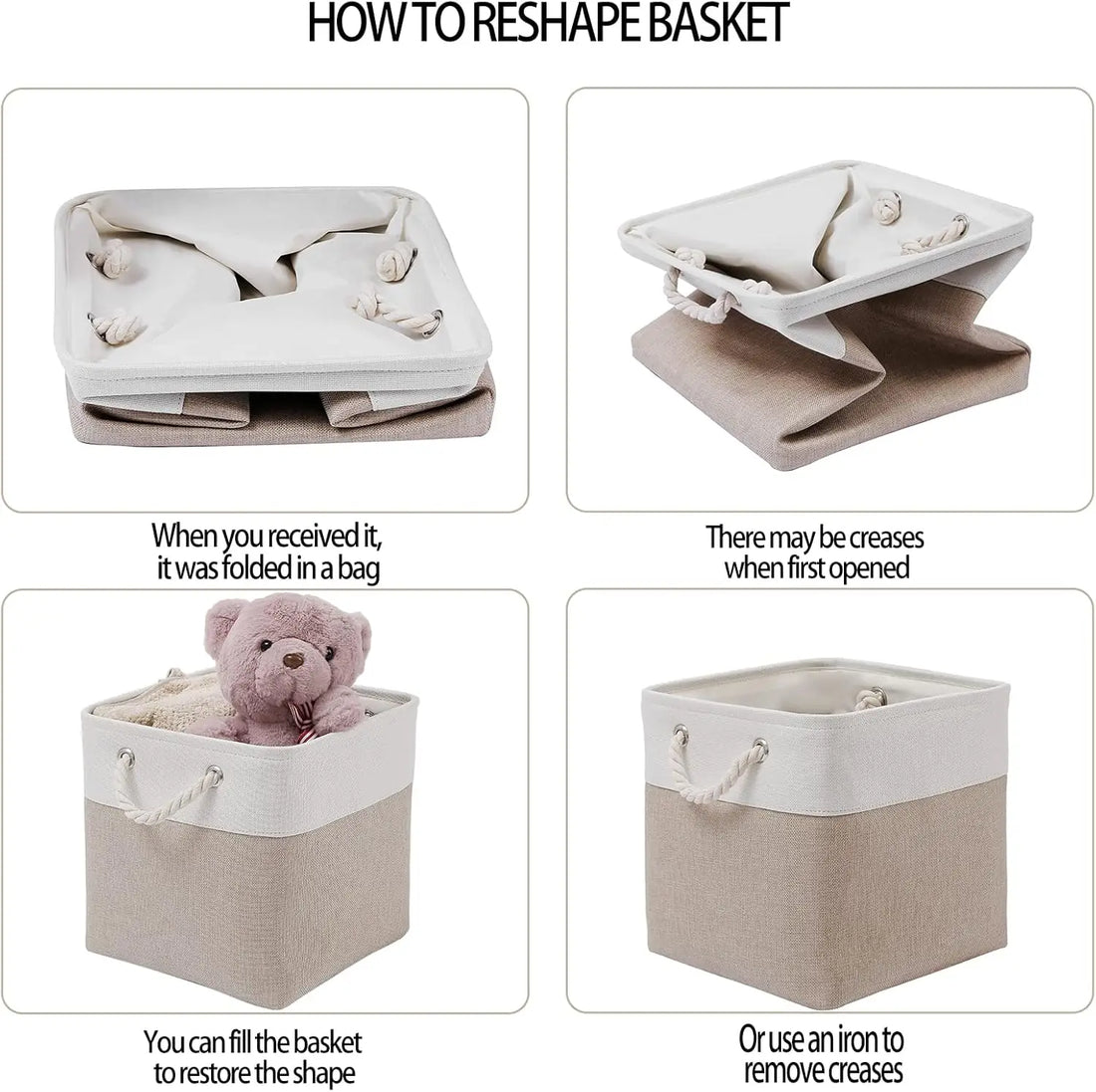 11 x 11 Inch Cube Storage Bins, Large Collapsible Fabric Storage Bin