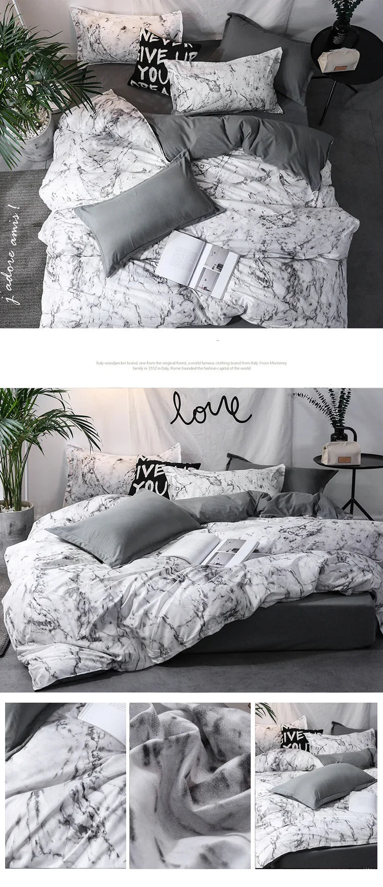 3pcs Duvet Cover Set with Pillow Case Double Comforter Bedding Set