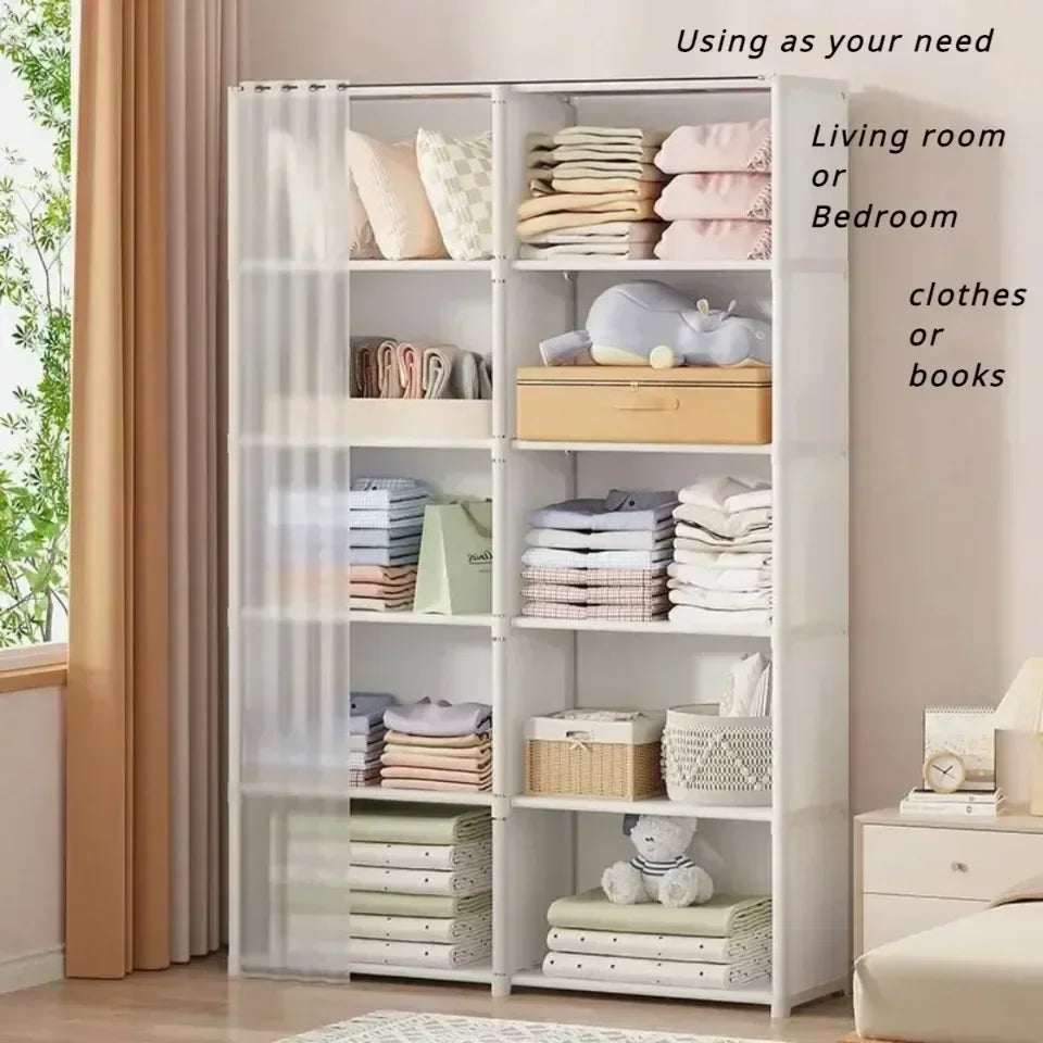 6/5 Layers Dustproof Wardrobe High Capacity Partition Bookshelf