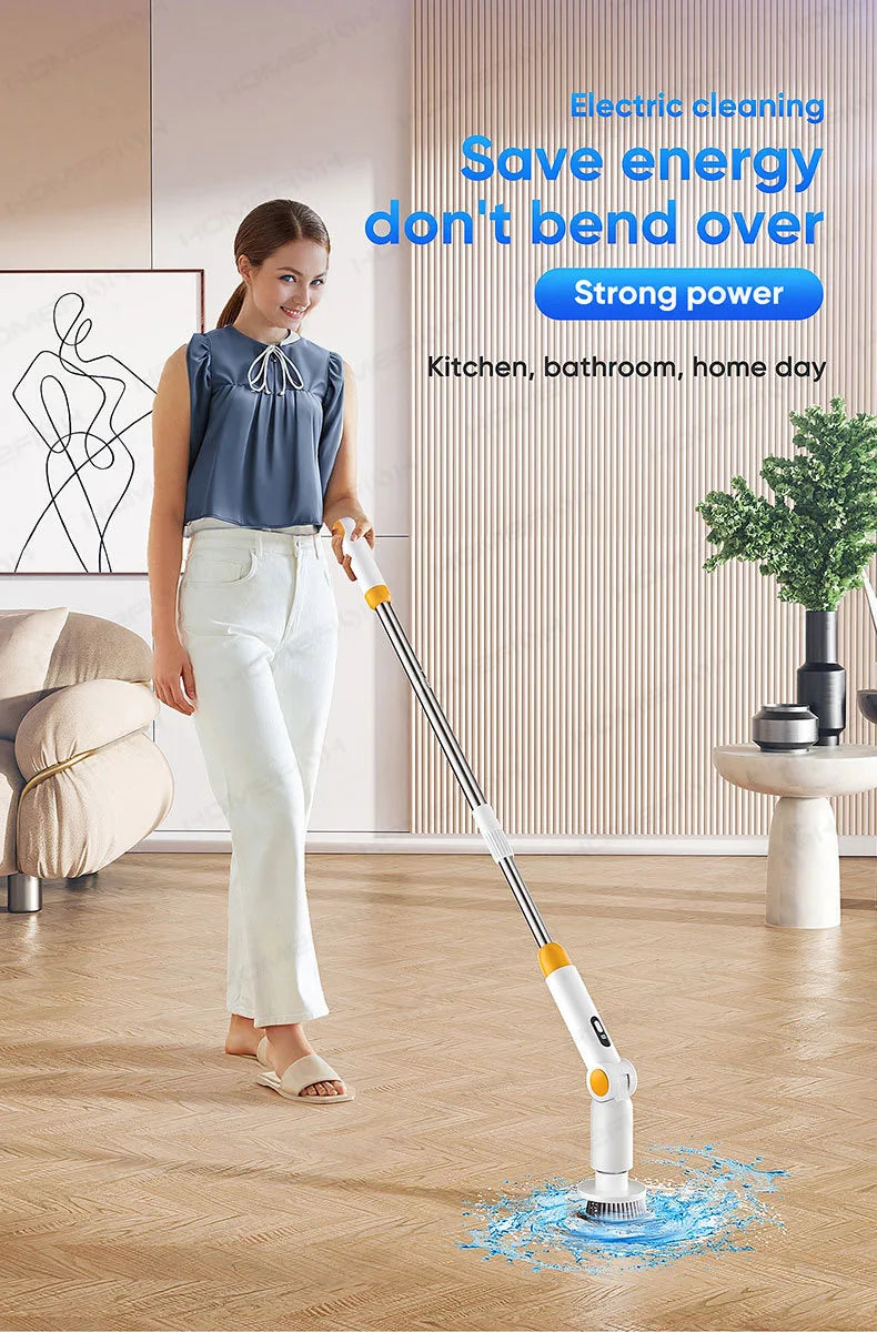 HOMFISH 2025 NEW 8-in-1 Electric Spin Scrubber Wireless Cleaning Brush
