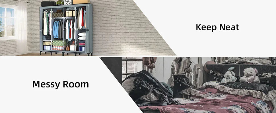 Loefme Canvas Wardrobe Clothes Closet Organizer Portable Storage