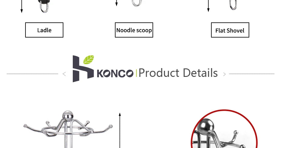 KONCO 6 Pieces Kictche Cooking Utensil Set Stainless Steel Cookware Set