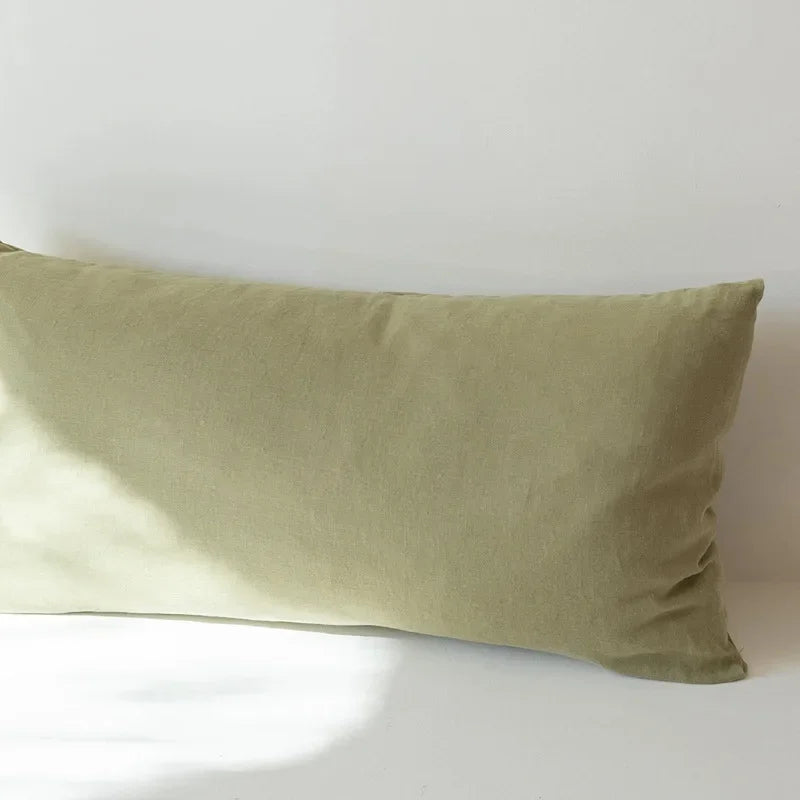 Double Long Pillowcase 100% Pure Linen Pillow Case Euro Sham for Bed
