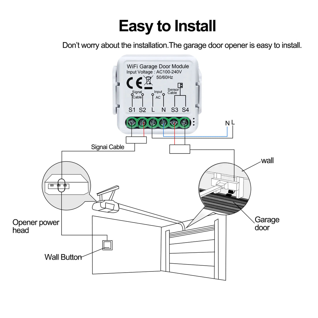 GIRIER WiFi Smart Garage Door Opener Controller Works with Alexa Google