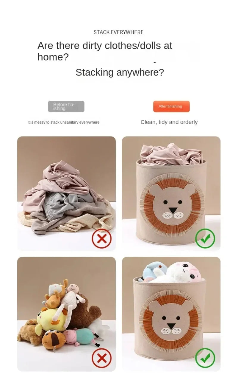 1/2/3/5PCS Baby Storage Basket Panda Dinosaur Cartoon