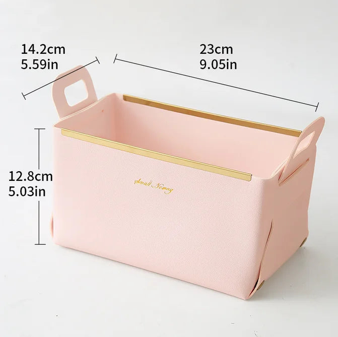 Desktop finishing PU leather storage box