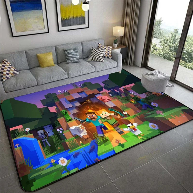 3D Game M-MINE Sandbox Carpet for Living Room Decor Bedroom