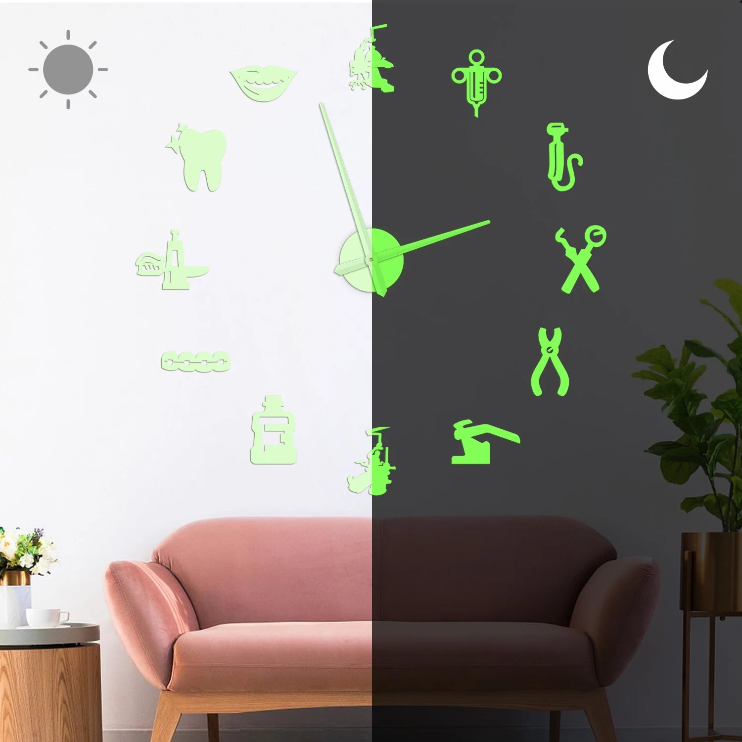 Dentist DIY Giant Wall Clock Dental Doctor Oversized Wall Clock