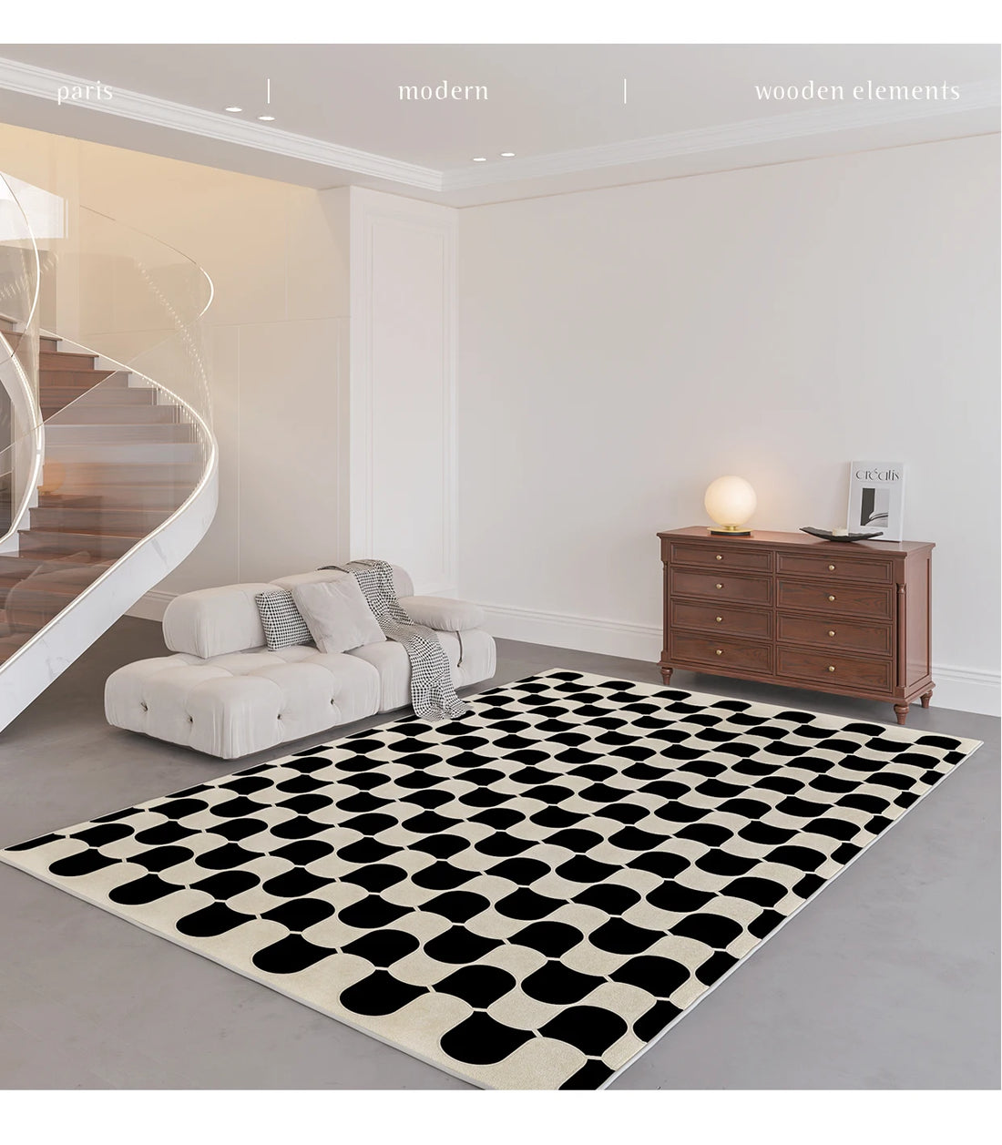 French Retro Rugs for Bedroom Checkerboard Living Room Decoration
