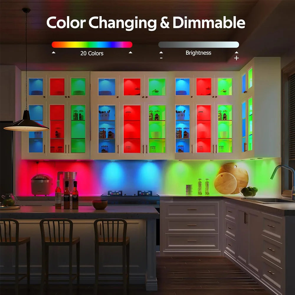 DC12V Tuya WIFI RGB LED Under Cabinet Light Dimmable Puck Light Festival