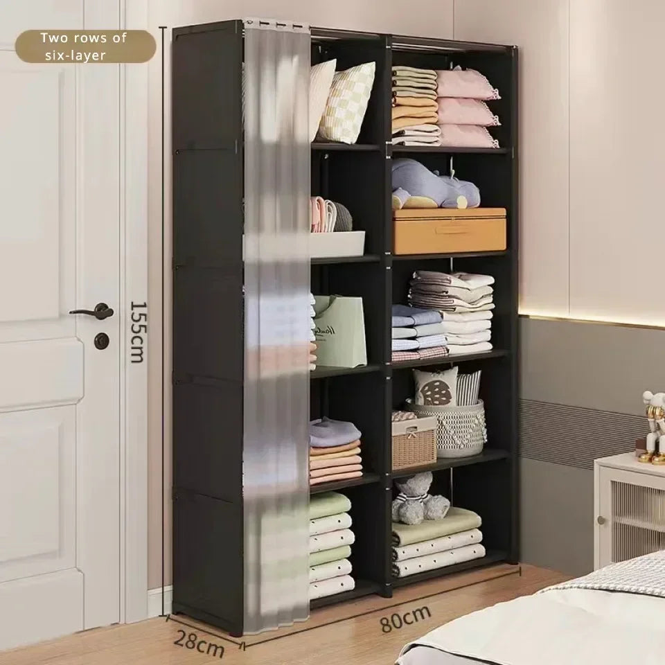 6/5 Layers Dustproof Wardrobe High Capacity Partition Bookshelf