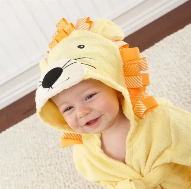 Cotton Baby Robe Bath Towel Cartoon Hoodies Infant Girls Boys Sleepwear