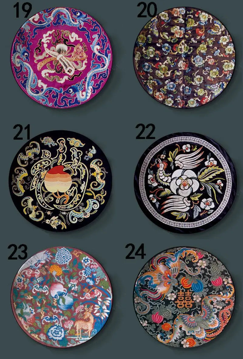 6-8inch Chinese Style Ceramic Plate with Dragon Phoenix