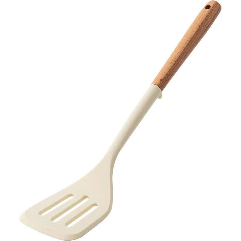 NEW Silicone Spatula Non Stick Pan Wooden Handle Silicone Vegetable