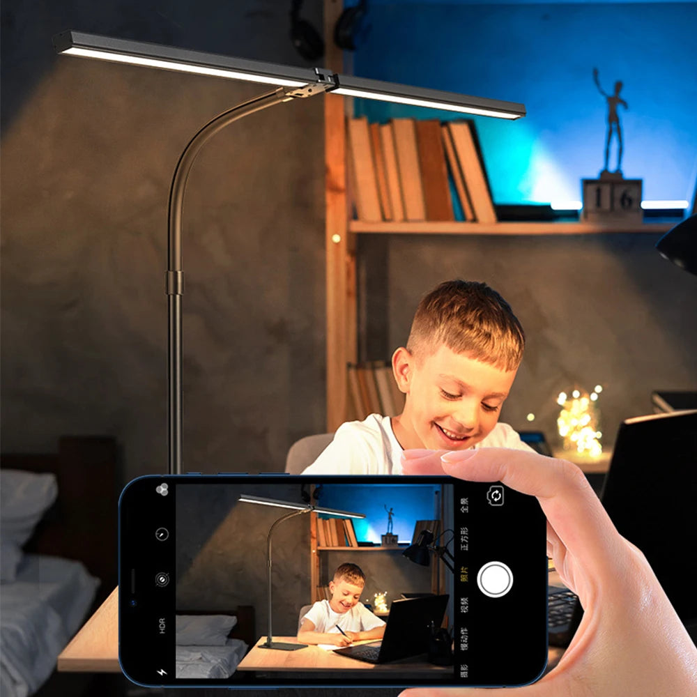 280LED 24W Double-Head Desktop Clip Lamp Ultra Bright Remote Control