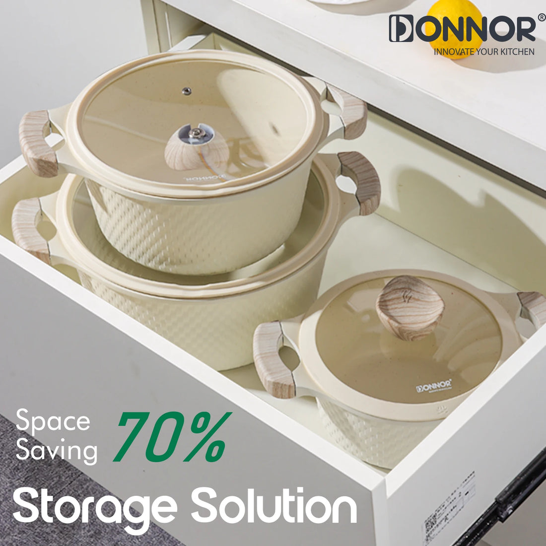 DONNOR 15-piece Pot Set, Non-stick Kitchen Cookware Set Non-stick