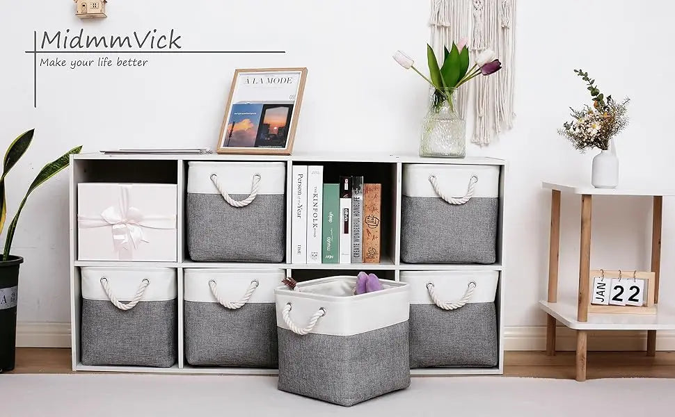 11 x 11 Inch Cube Storage Bins, Large Collapsible Fabric Storage Bin