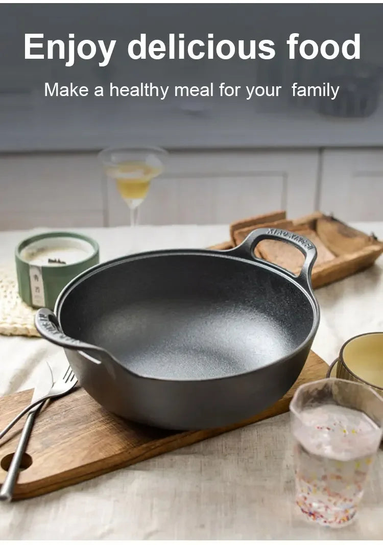 Cast Iron Pot Uncoated And Non Stick wok Casserole kitchen cooking pot