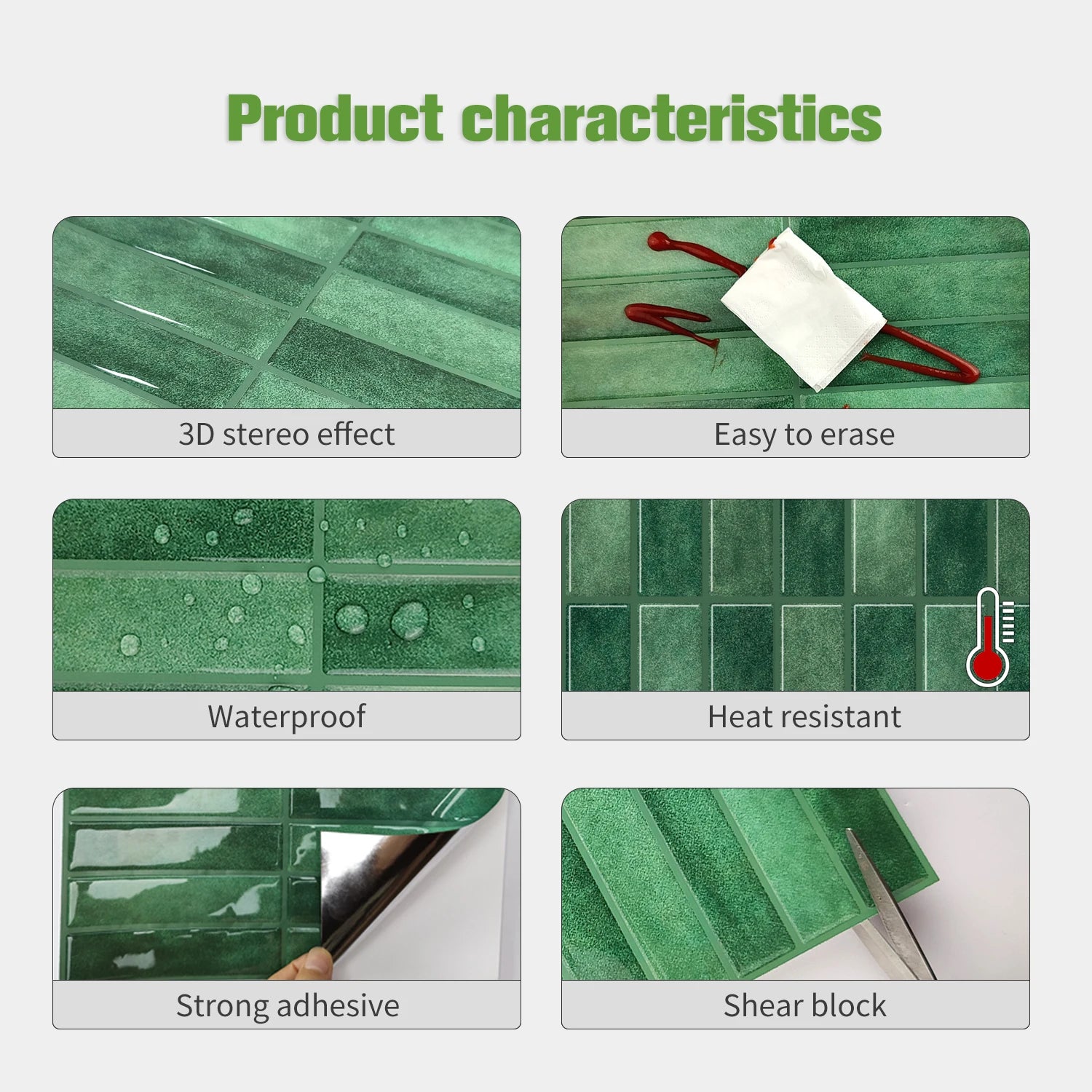 10 PCS Waterproof and Anti-oil Stick-On Tiles