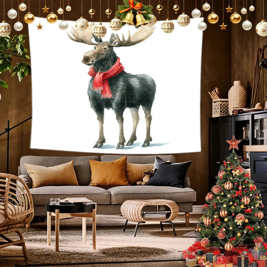 Moose Christmas Wall Hanging Background Cloth Hanging Cloth